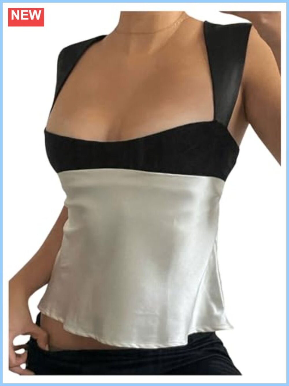 SHENHE Women's Satin Tank Top Bow Tie Back Going Out Y2K Top